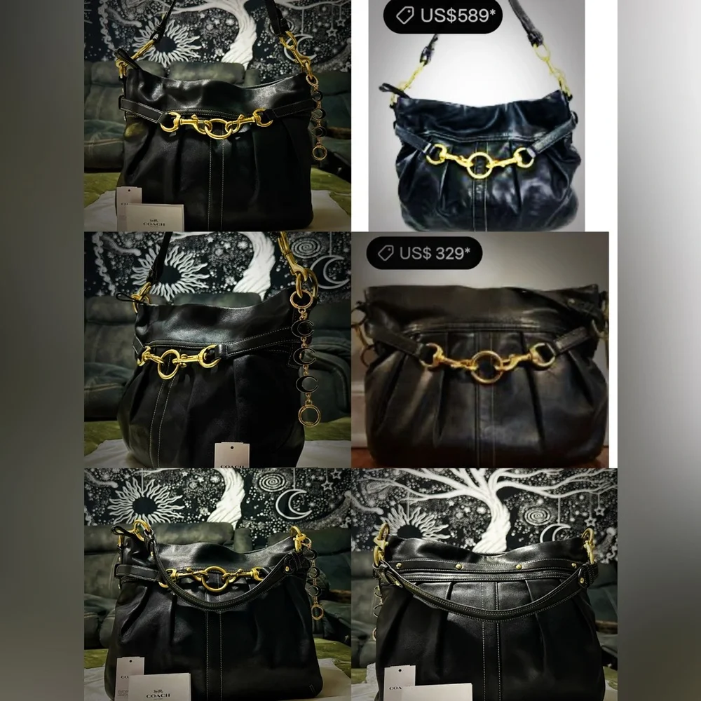 Vintage Y2K Coach soho Black Leather Shoulder Bag with Gold Hardware 2005years - Picture 11 of 17